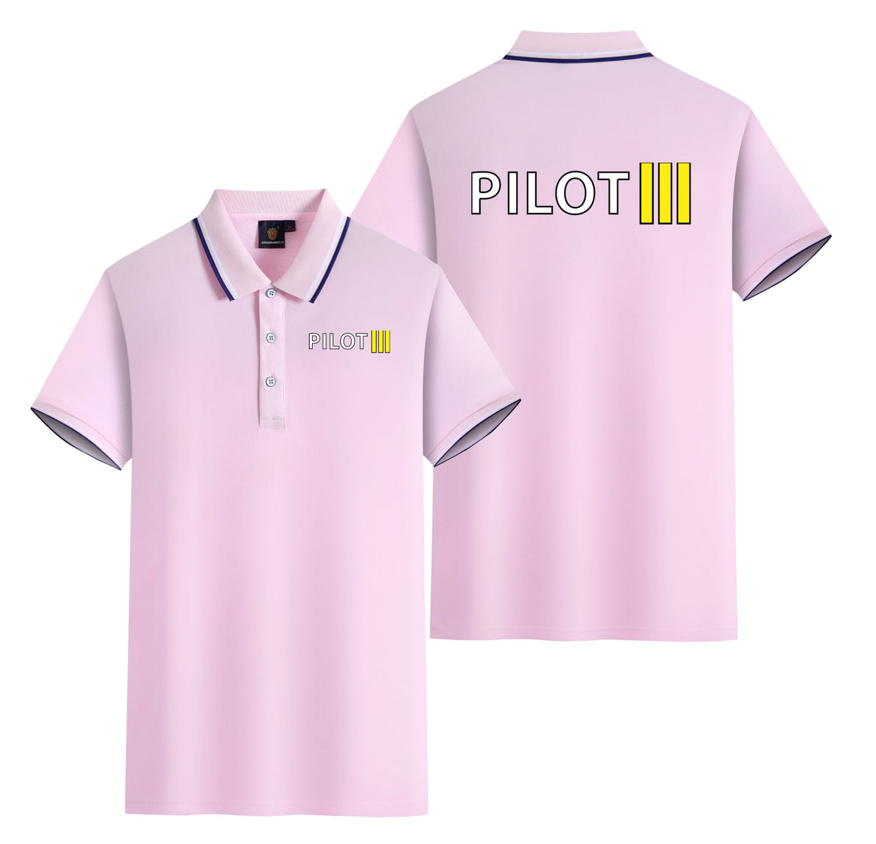 Pilot & Stripes (3 Lines) Designed Stylish Polo T-Shirts (Double-Side)
