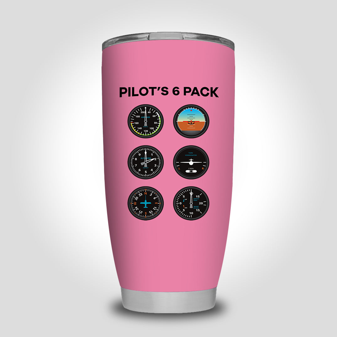 Pilot's 6 Pack Designed Tumbler Travel Mugs