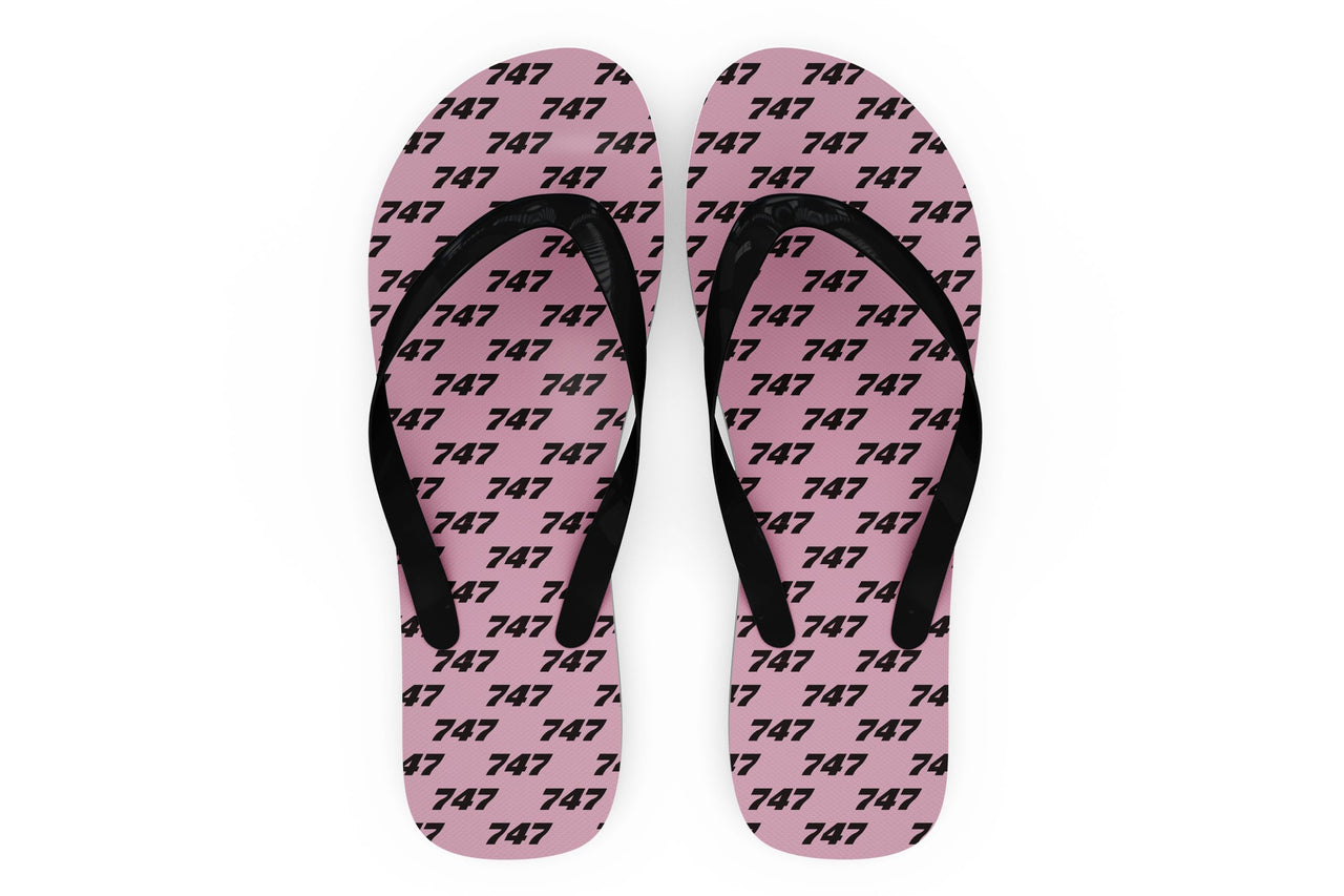 747 Flat Text Designed Slippers (Flip Flops)