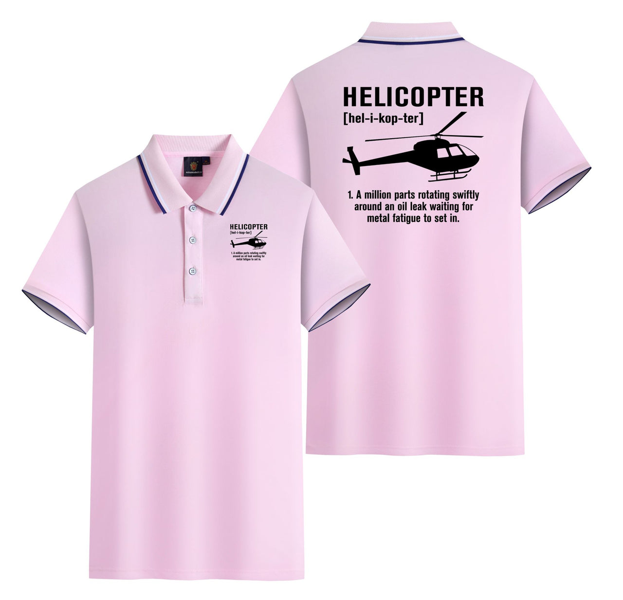 Helicopter [Noun] Designed Stylish Polo T-Shirts (Double-Side)
