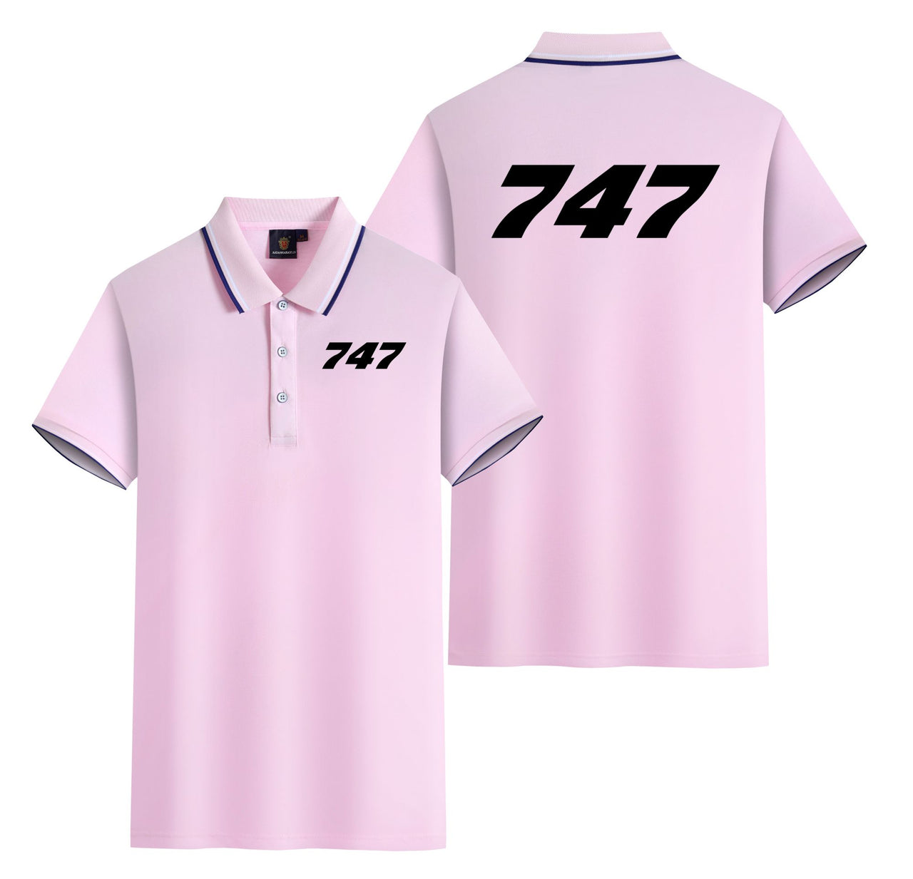 747 Flat Text Designed Stylish Polo T-Shirts (Double-Side)