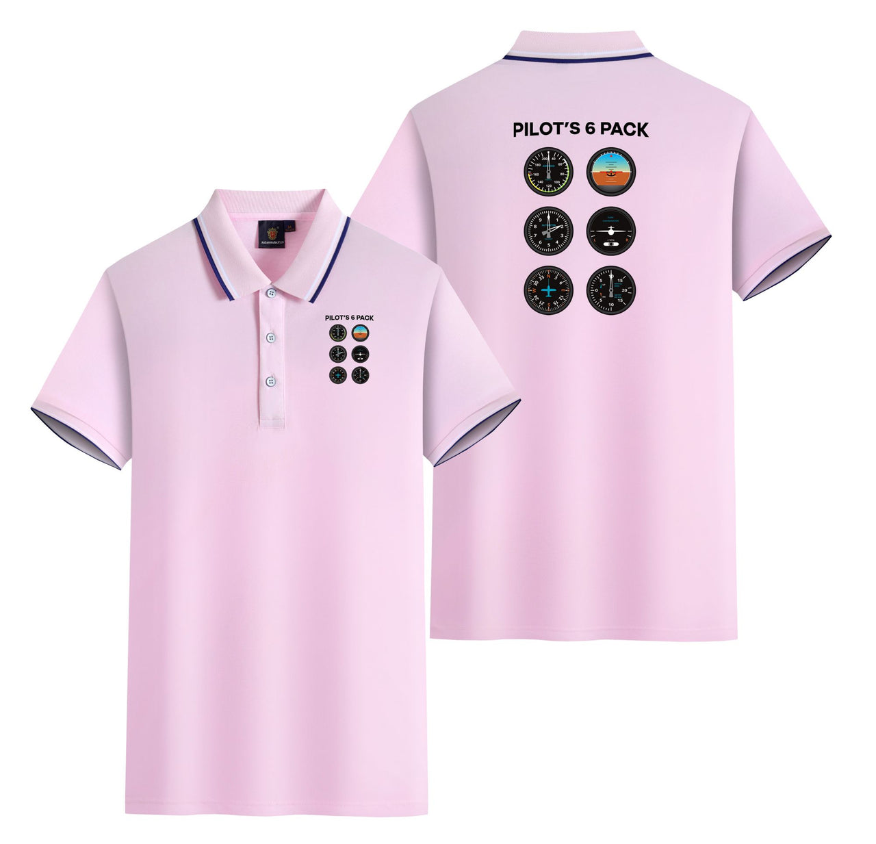 Pilot's 6 Pack Designed Stylish Polo T-Shirts (Double-Side)