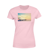 Thumbnail for Parked Aircraft During Sunset Designed Women T-Shirts