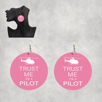 Thumbnail for Trust Me I'm a Pilot (Helicopter) Designed Wooden Drop Earrings