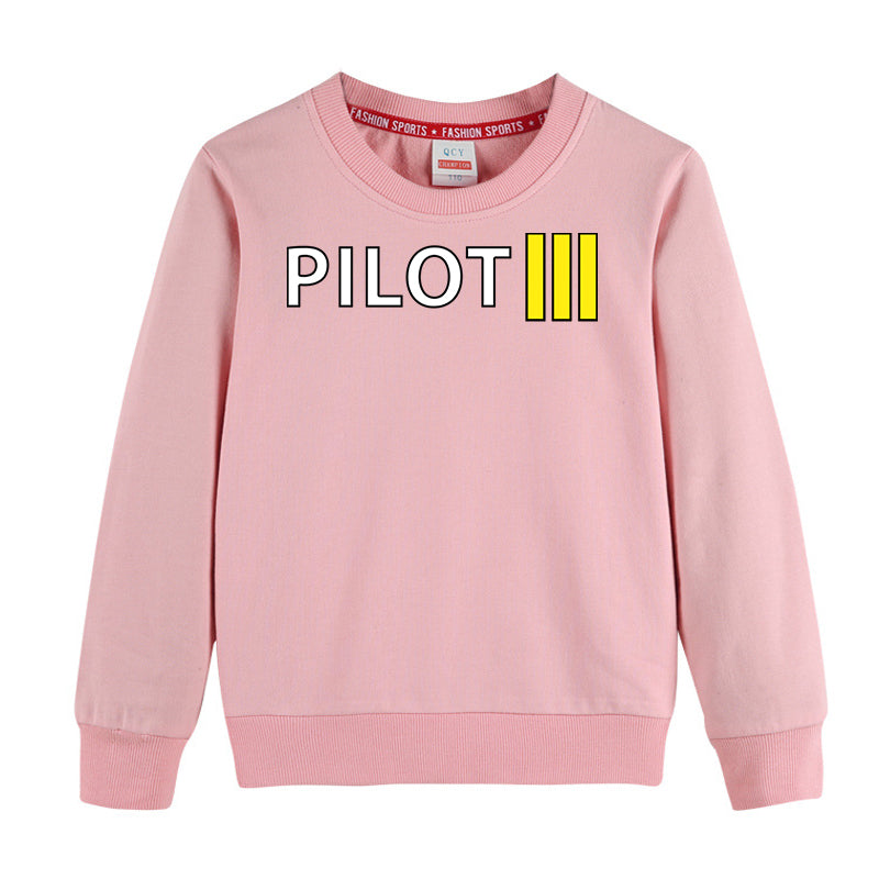 Pilot & Stripes (3 Lines) Designed "CHILDREN" Sweatshirts