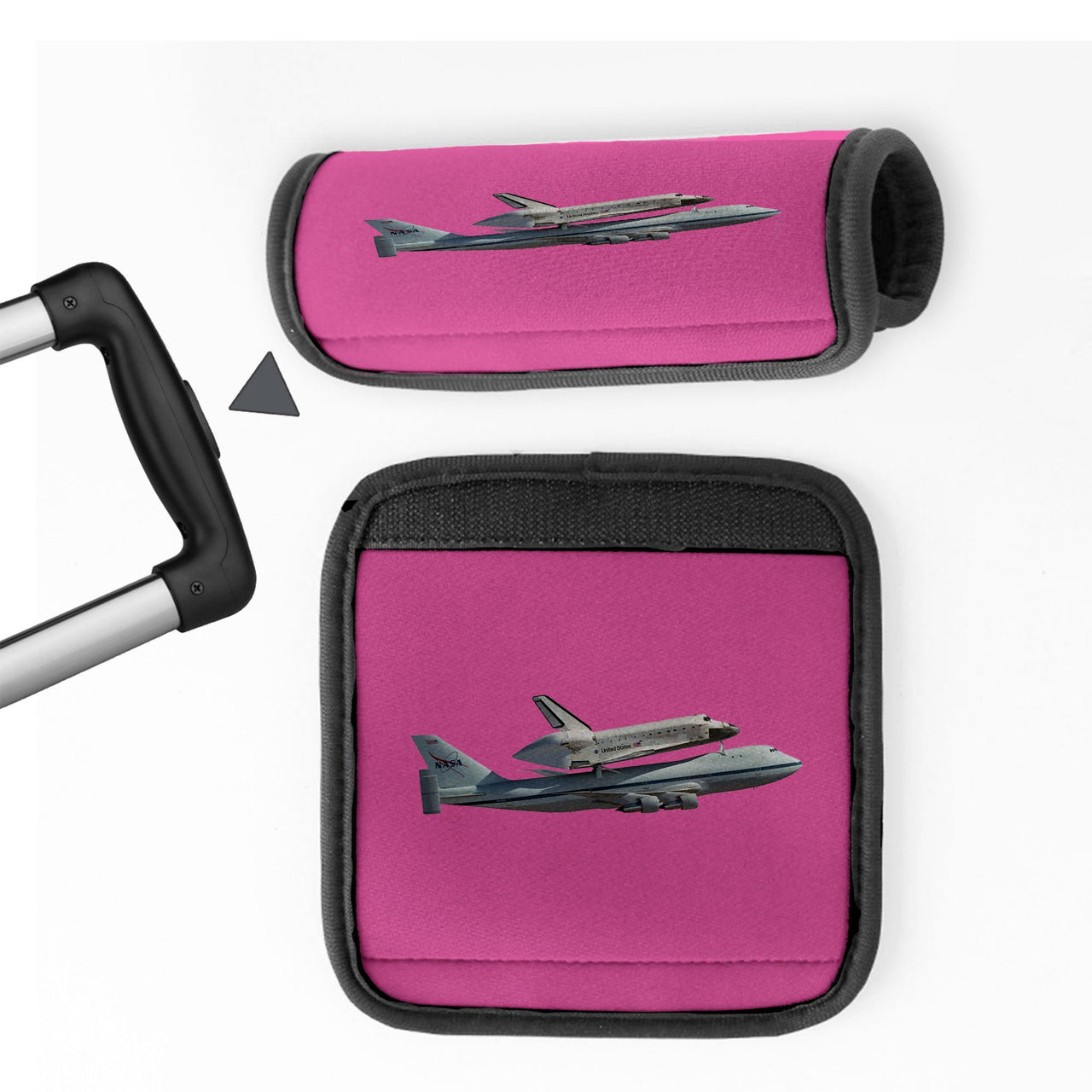 Space shuttle on 747 Designed Neoprene Luggage Handle Covers