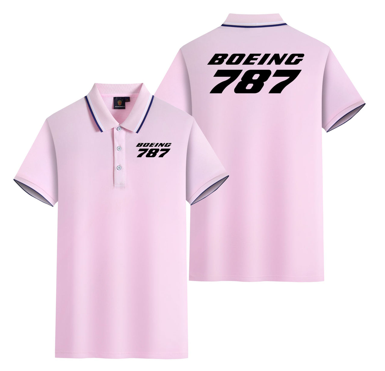 Boeing 787 & Text Designed Stylish Polo T-Shirts (Double-Side)