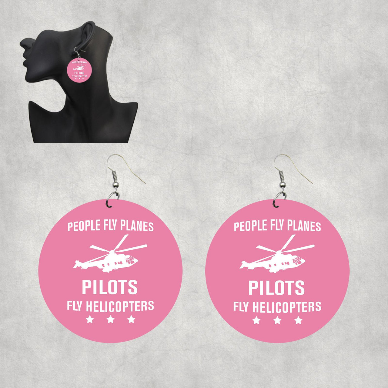 People Fly Planes Pilots Fly Helicopters Designed Wooden Drop Earrings