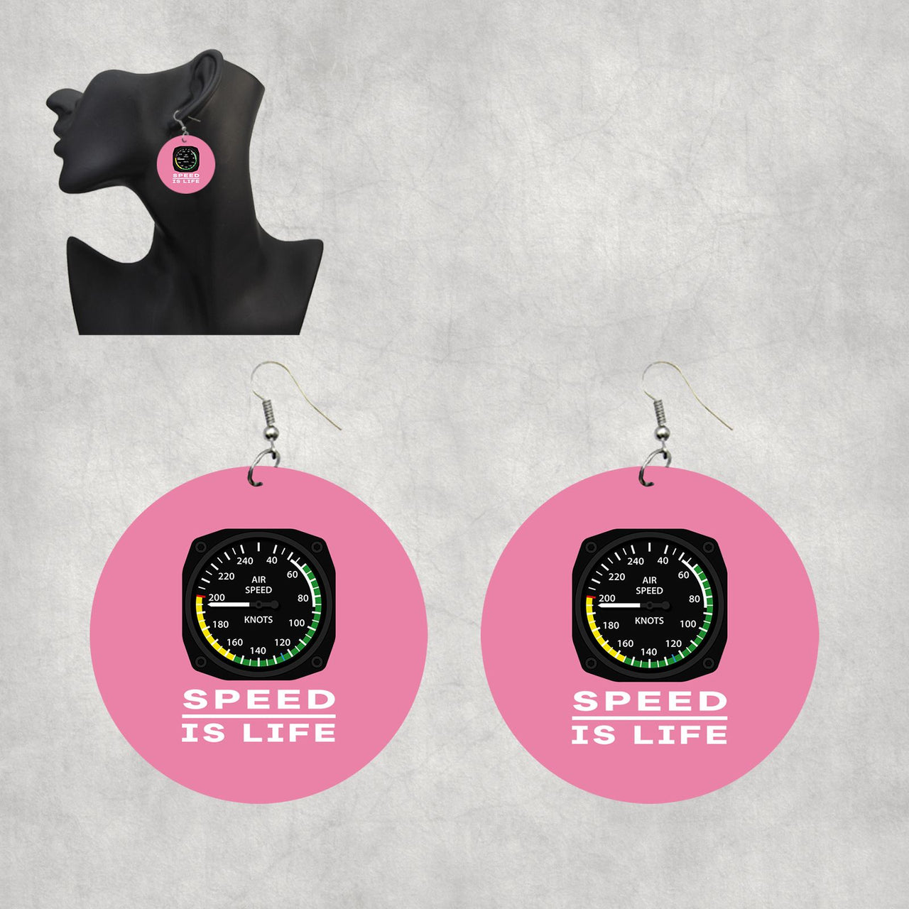 Speed Is Life Designed Wooden Drop Earrings