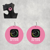 Thumbnail for Speed Is Life Designed Wooden Drop Earrings