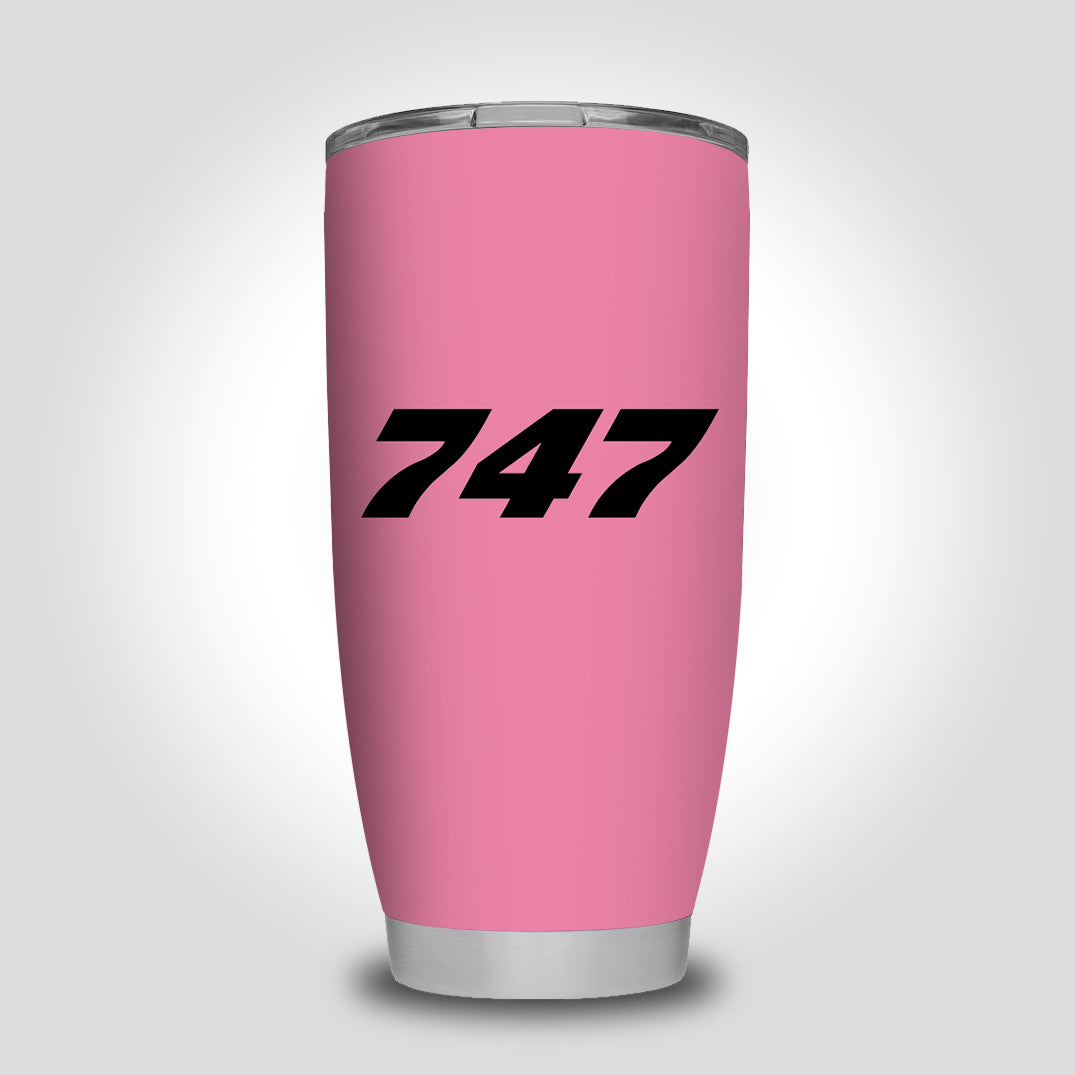 747 Flat Text Designed Tumbler Travel Mugs