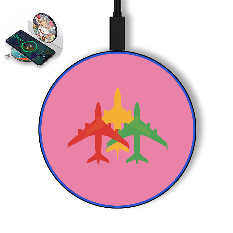 Colourful 3 Airplanes Designed Wireless Chargers