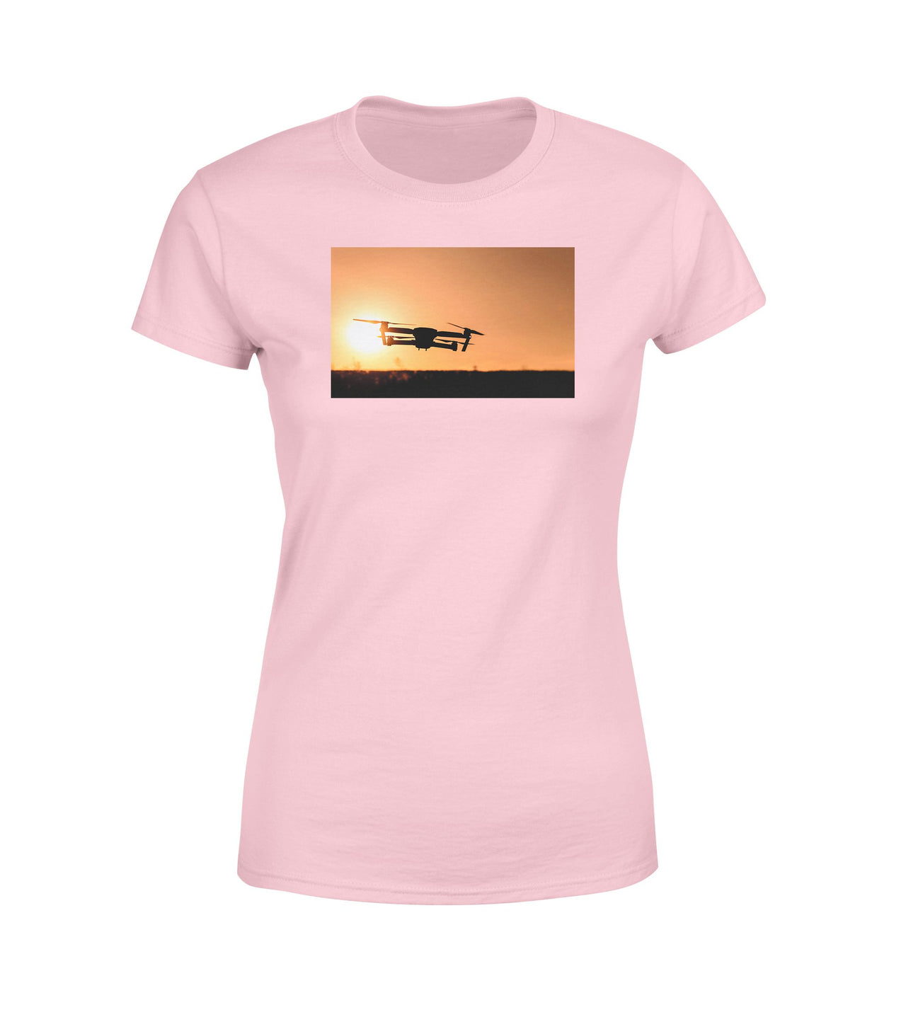 Amazing Drone in Sunset Designed Women T-Shirts