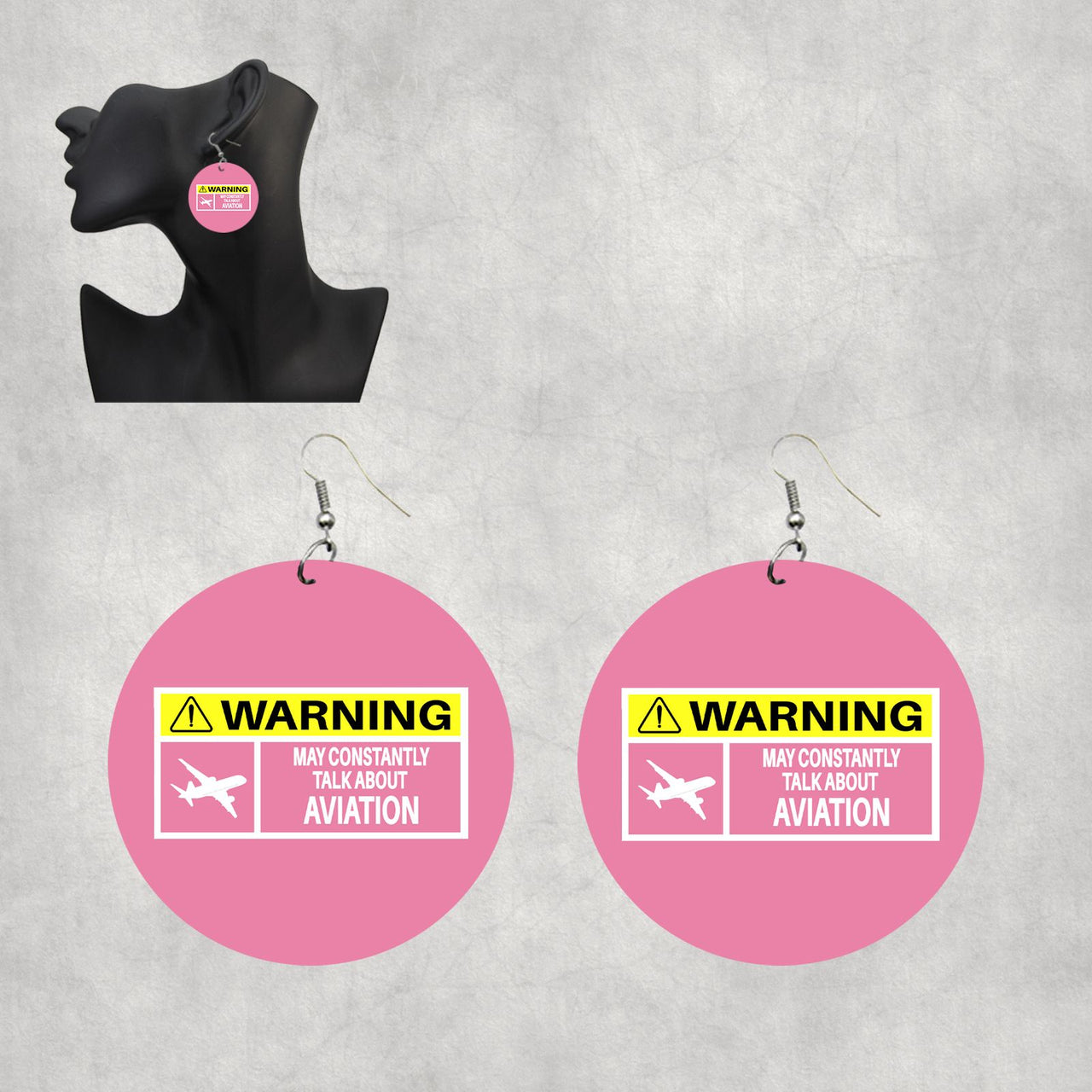 Warning May Constantly Talk About Aviation Designed Wooden Drop Earrings