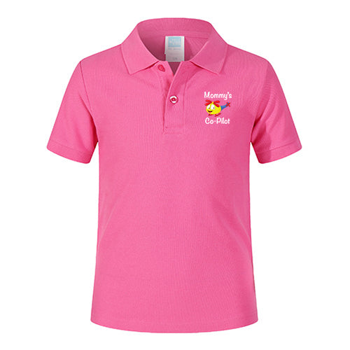 Mommy's Co-Pilot (Helicopter) Designed Children Polo T-Shirts