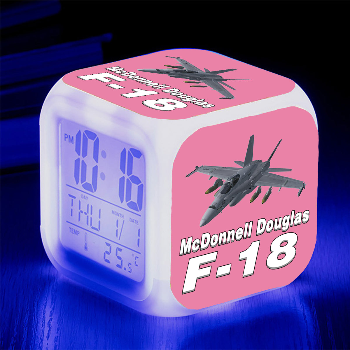 The McDonnell Douglas F18 Designed "7 Colour" Digital Alarm Clock
