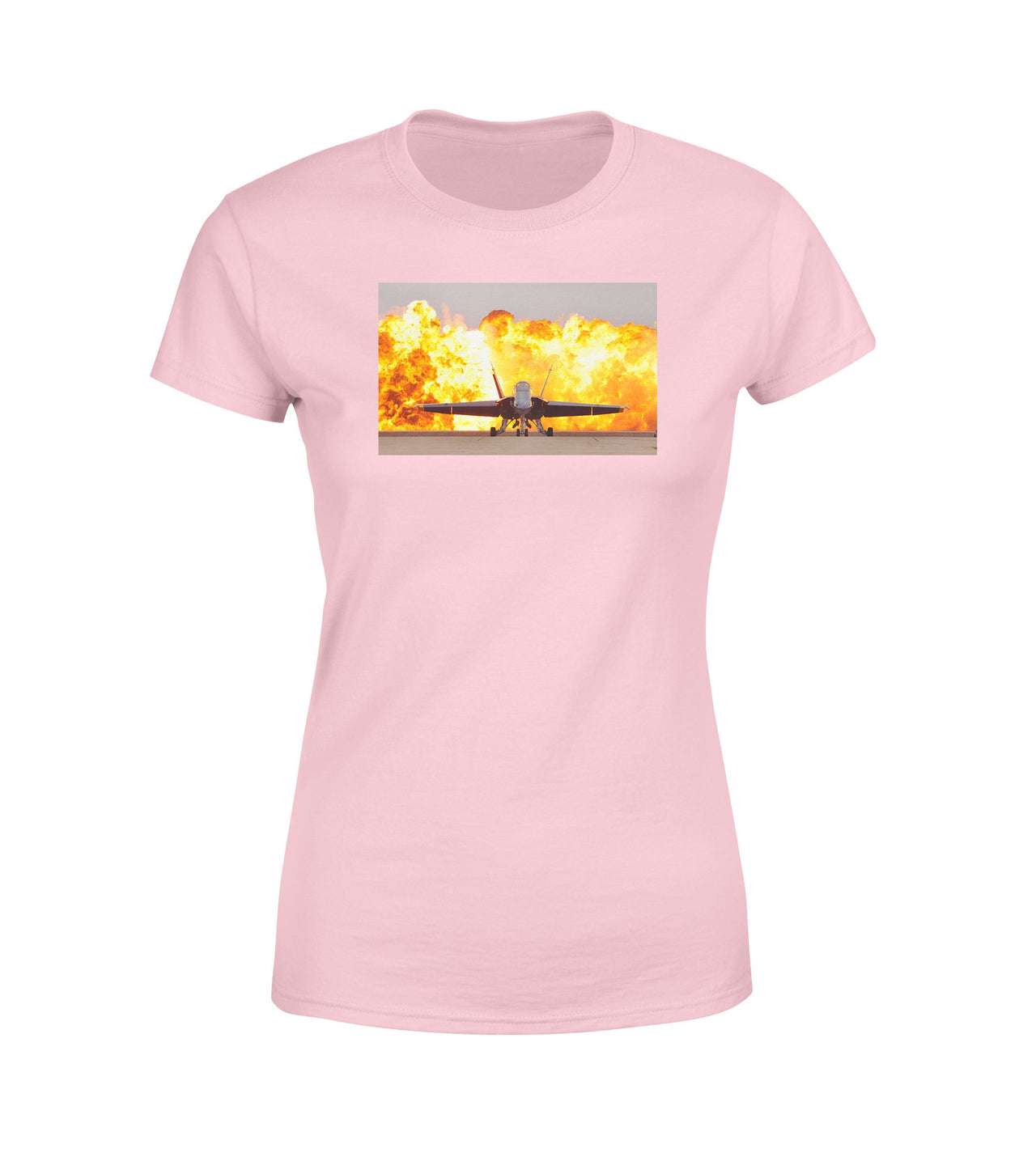 Face to Face with Air Force Jet & Flames Designed Women T-Shirts