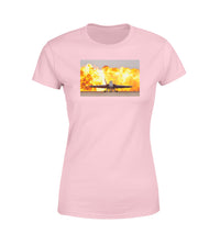 Thumbnail for Face to Face with Air Force Jet & Flames Designed Women T-Shirts