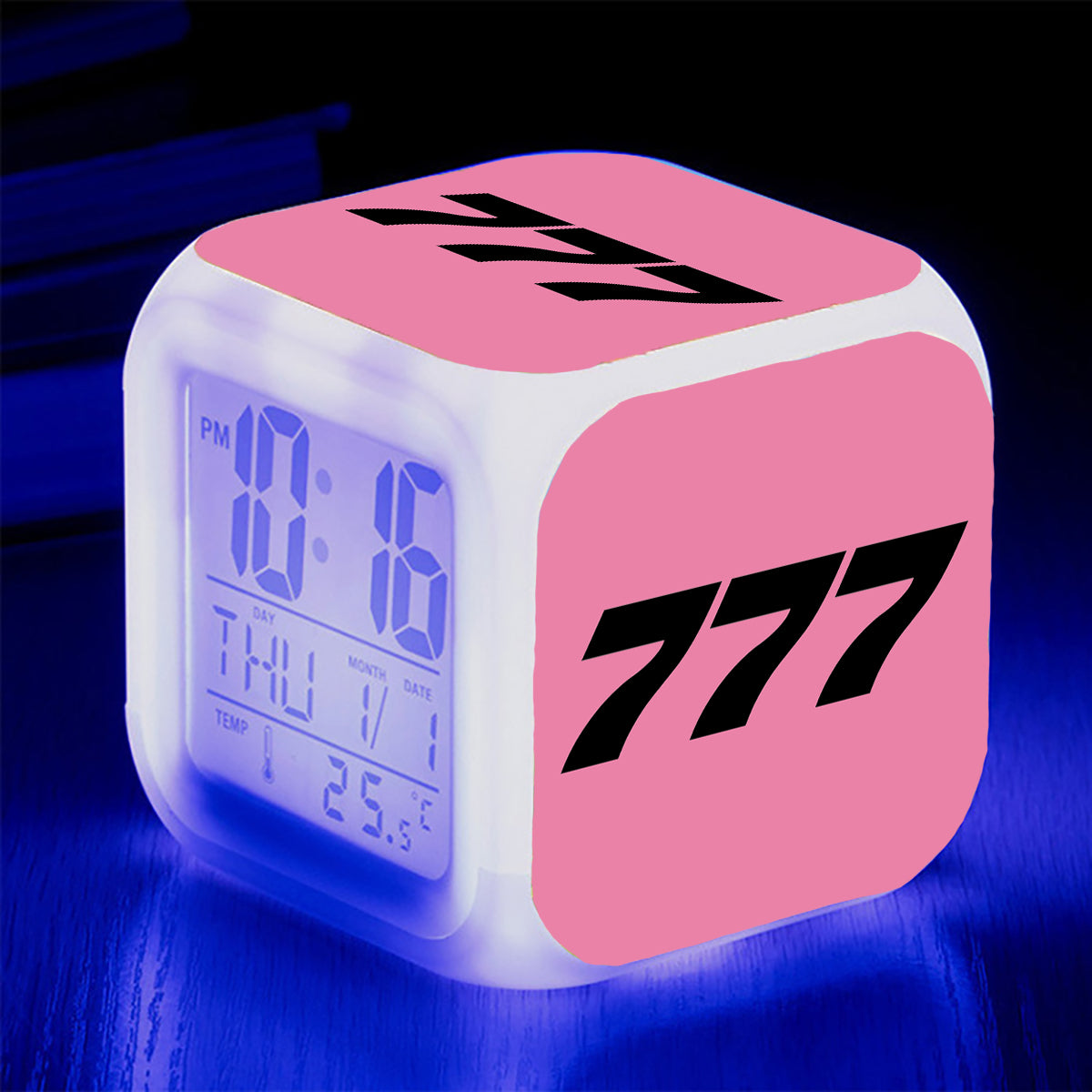 777 Flat Text Designed "7 Colour" Digital Alarm Clock