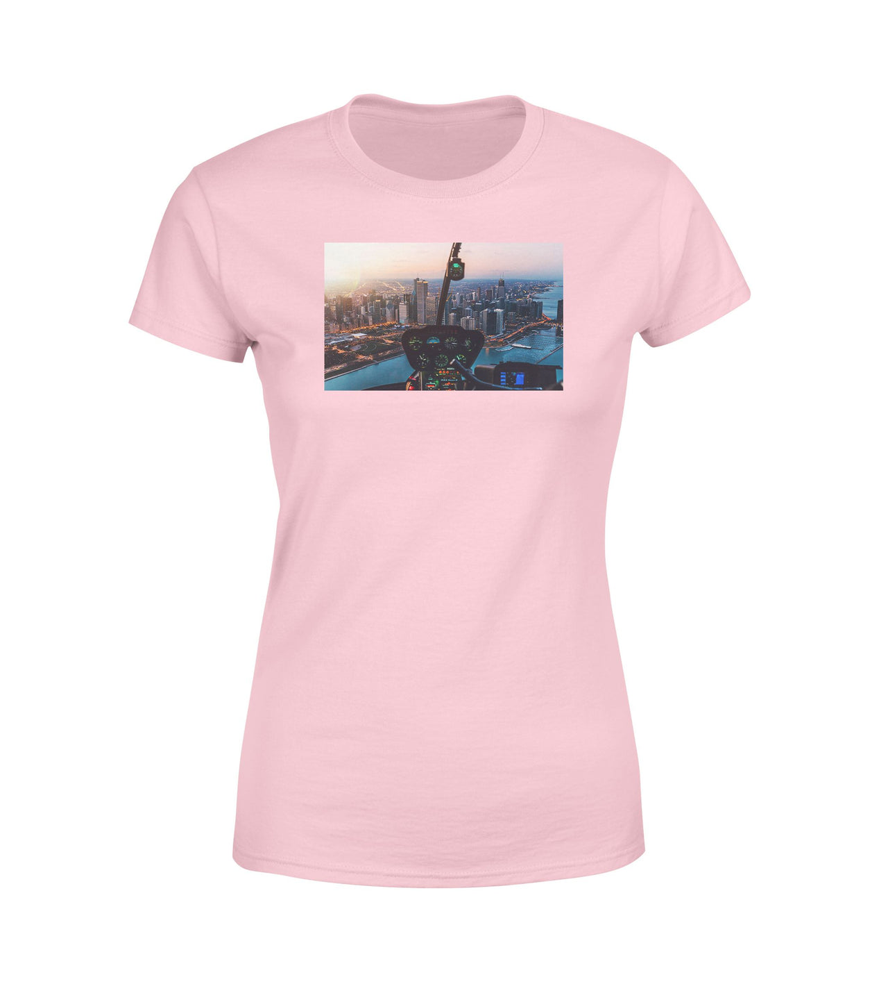 Amazing City View from Helicopter Cockpit Designed Women T-Shirts