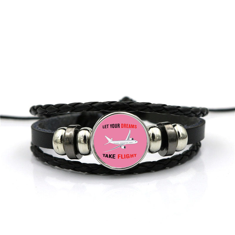 Let Your Dreams Take Flight Designed Leather Bracelets