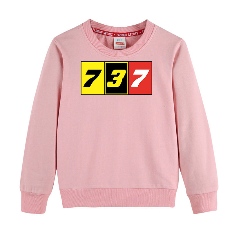 Flat Colourful 737 Designed "CHILDREN" Sweatshirts