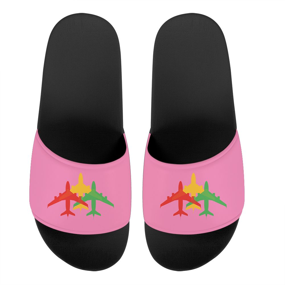 Colourful 3 Airplanes Designed Sport Slippers