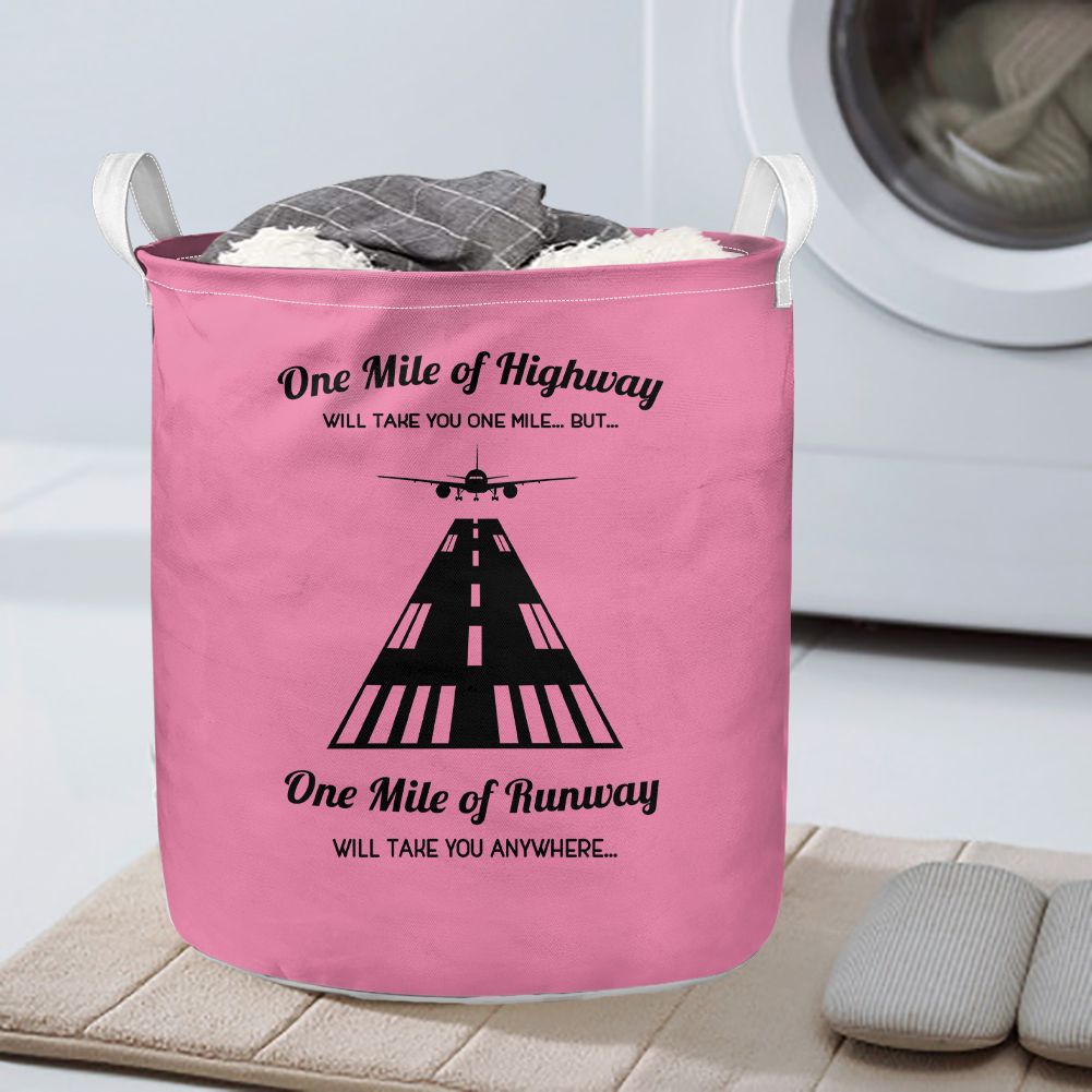One Mile of Runway Will Take you Anywhere Designed Laundry Baskets