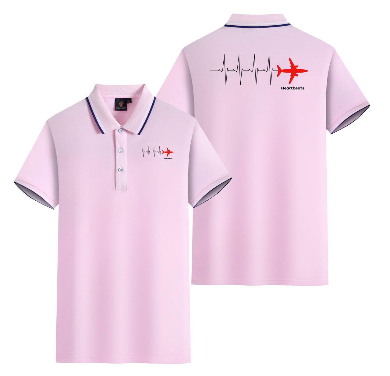 Aviation Heartbeats Designed Stylish Polo T-Shirts (Double-Side)