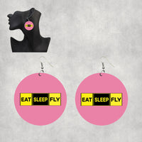 Thumbnail for Eat Sleep Fly (Colourful) Designed Wooden Drop Earrings