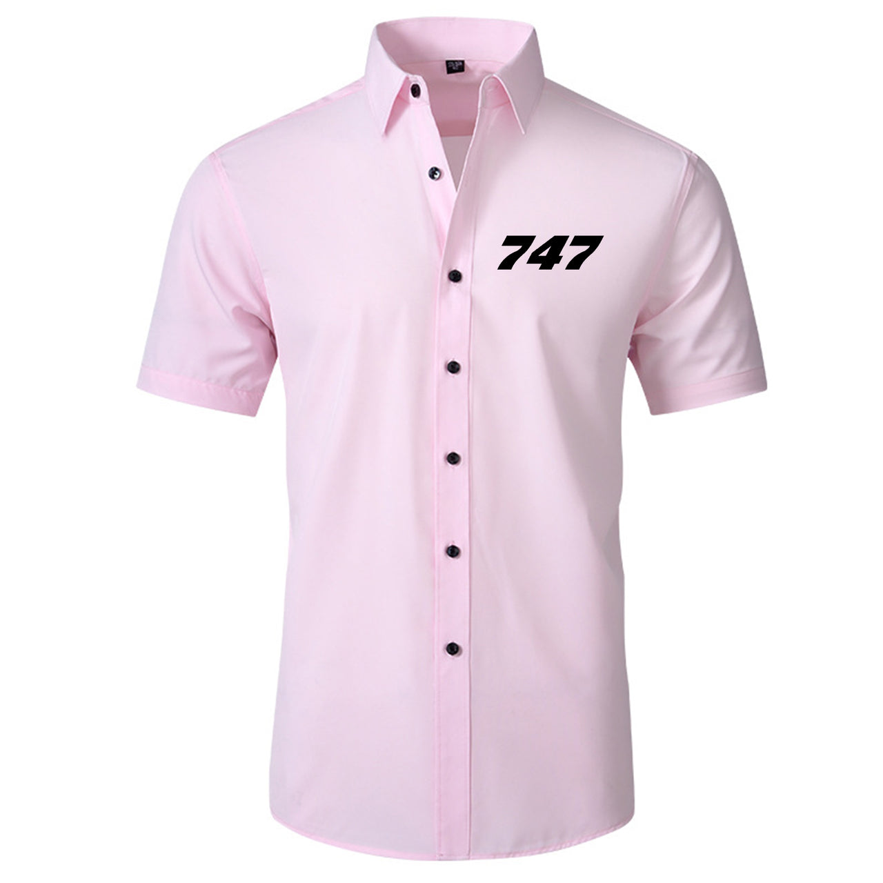 747 Flat Text Designed Short Sleeve Shirts
