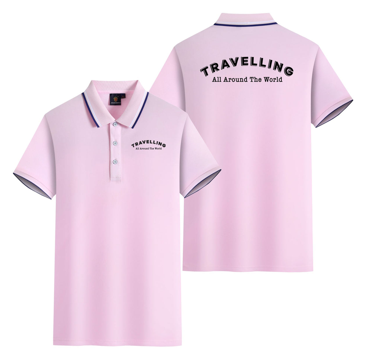 Travelling All Around The World Designed Stylish Polo T-Shirts (Double-Side)