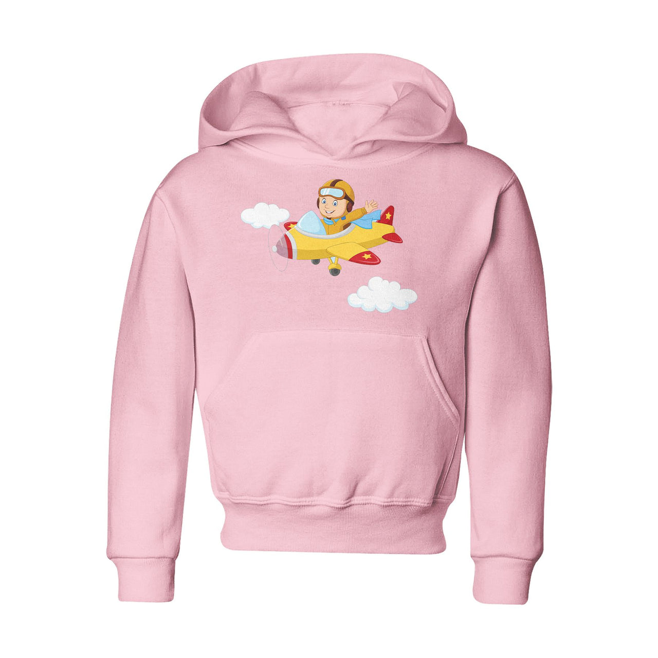 Cartoon Little Boy Operating Plane Designed "CHILDREN" Hoodies
