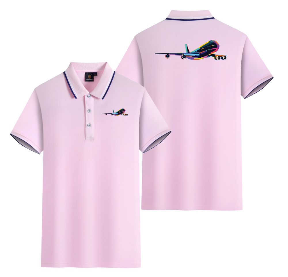 Multicolor Airplane Designed Stylish Polo T-Shirts (Double-Side)