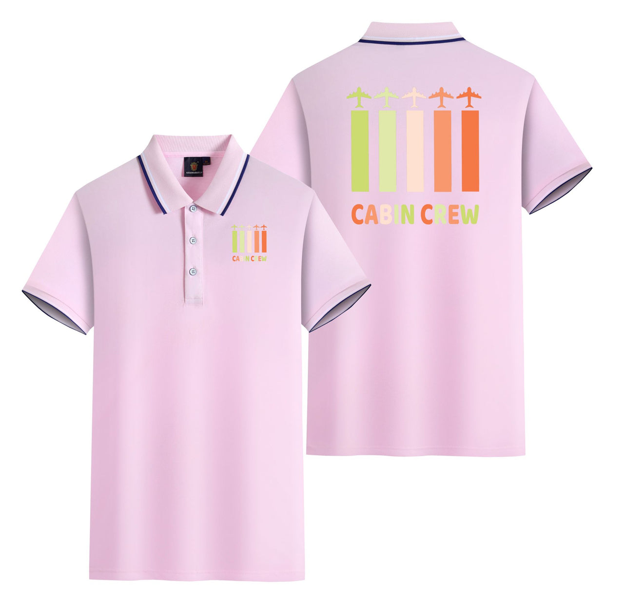 Colourful Cabin Crew Designed Stylish Polo T-Shirts (Double-Side)
