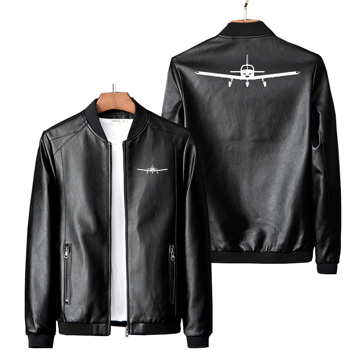 Piper PA28 Silhouette Plane Designed PU Leather Jackets