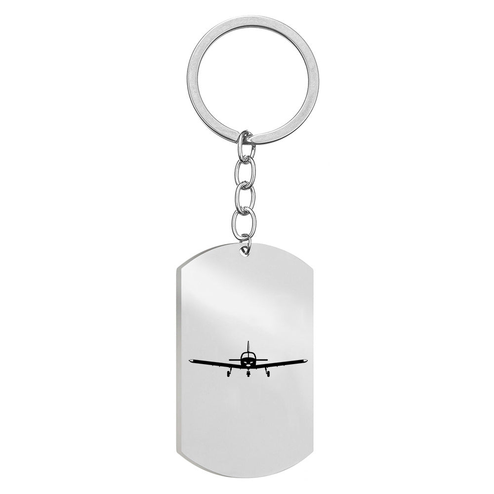 Piper PA28 Silhouette Plane Designed Stainless Steel Key Chains (Double Side)