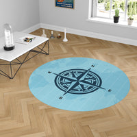 Thumbnail for Plain Designed Blue Compass Carpet & Floor Mats (Round)