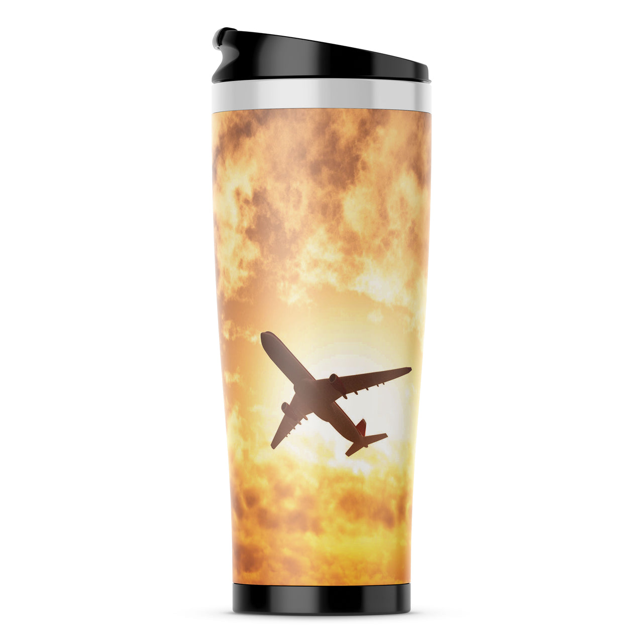 Plane Passing By Designed Stainless Steel Travel Mugs