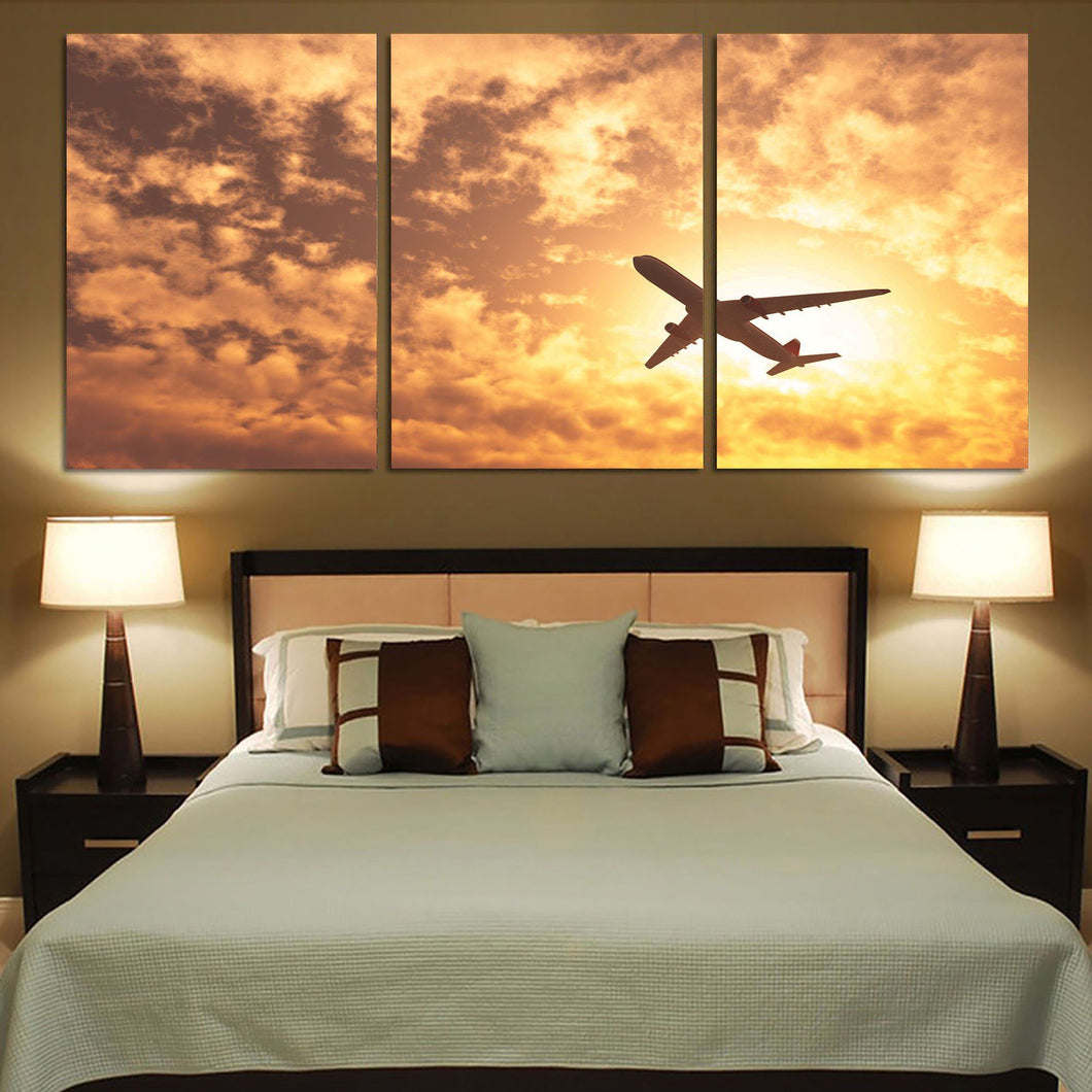 Plane Passing By Printed Canvas Posters (3 Pieces) Aviation Shop 