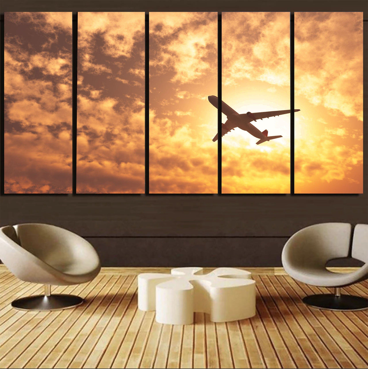 Plane Passing By Printed Canvas Prints (5 Pieces) Aviation Shop 