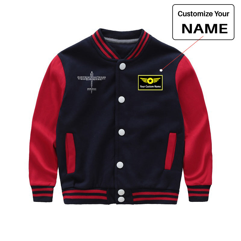 Propeller Shape Aviation Alphabet Designed "CHILDREN" Baseball Jackets