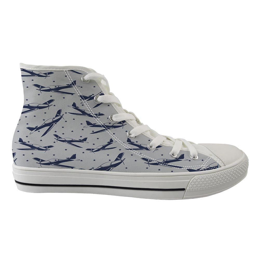 Propellers & Stars Designed Long Canvas Shoes (Women)