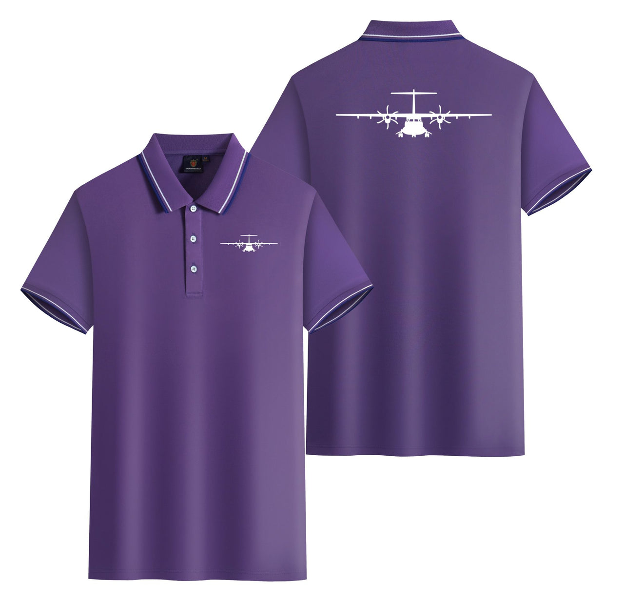ATR-72 Silhouette Designed Stylish Polo T-Shirts (Double-Side)