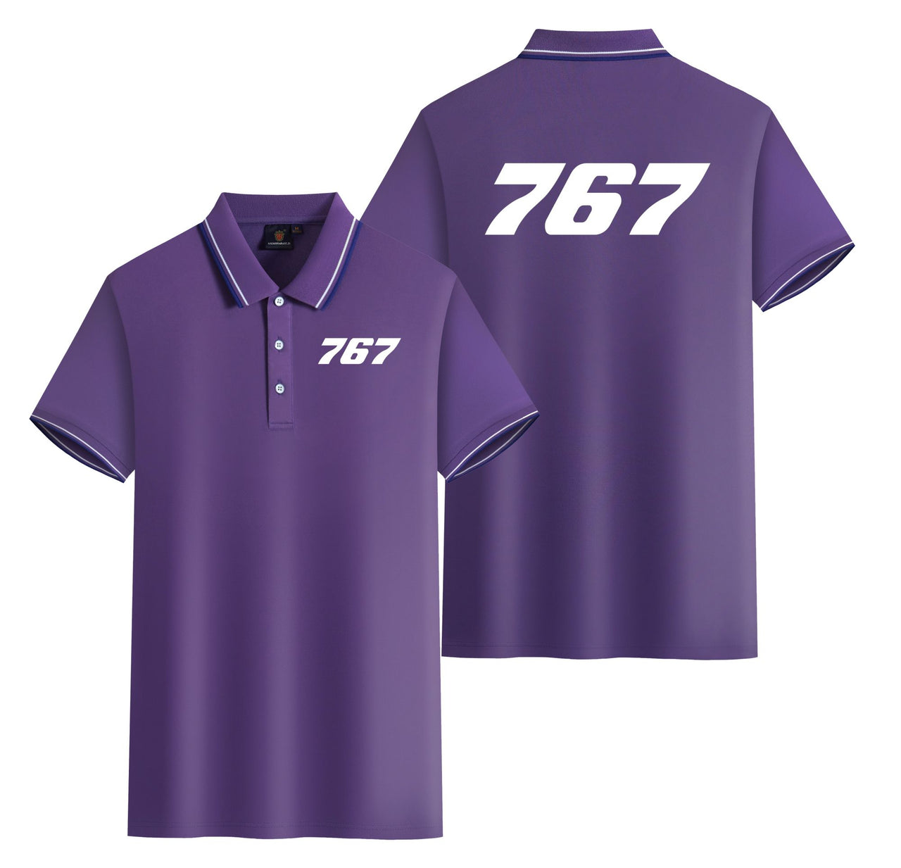767 Flat Text Designed Stylish Polo T-Shirts (Double-Side)