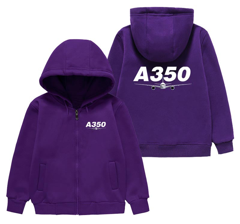 Super Airbus A350 Designed "CHILDREN" Zipped Hoodies