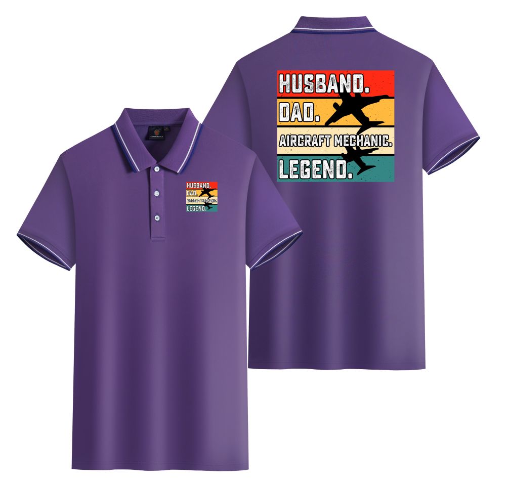 Husband & Dad & Aircraft Mechanic & Legend Designed Stylish Polo T-Shirts (Double-Side)