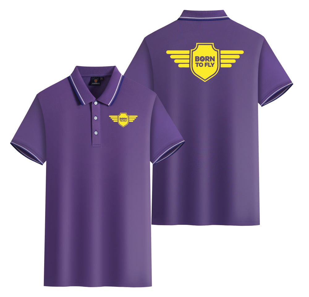 Born To Fly & Badge Designed Stylish Polo T-Shirts (Double-Side)