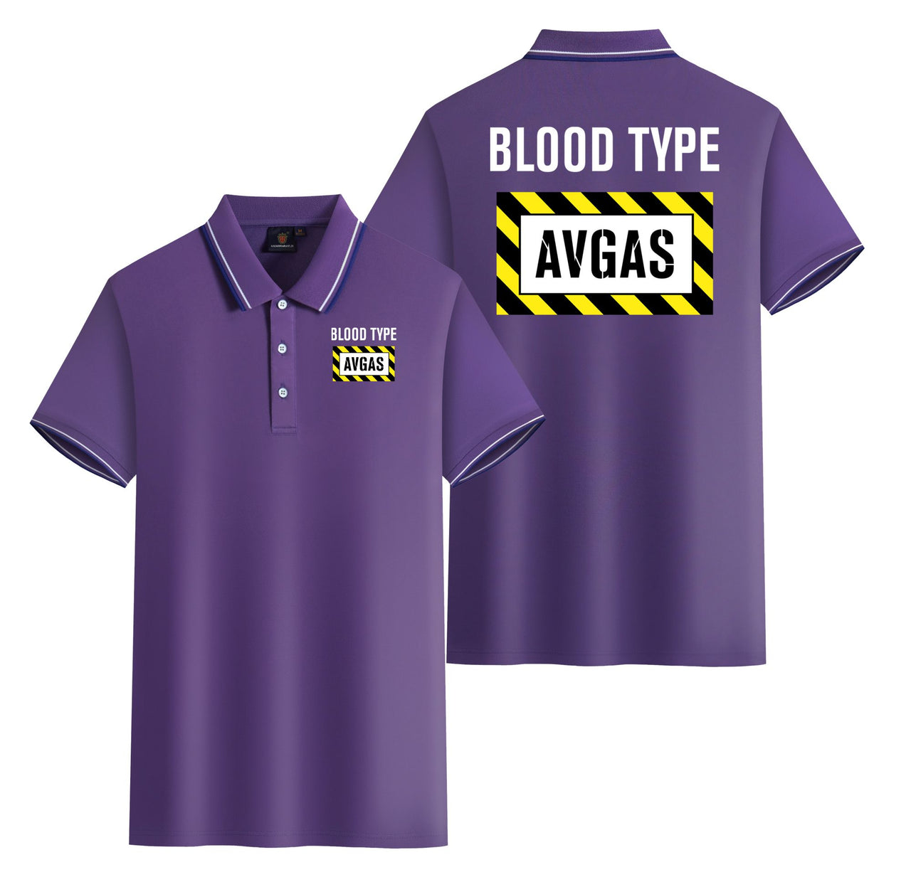 Blood Type AVGAS Designed Stylish Polo T-Shirts (Double-Side)