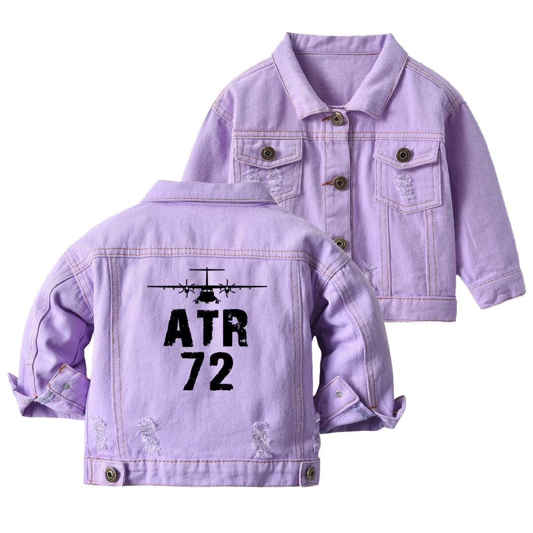 ATR-72 & Plane Designed Children Denim Jackets